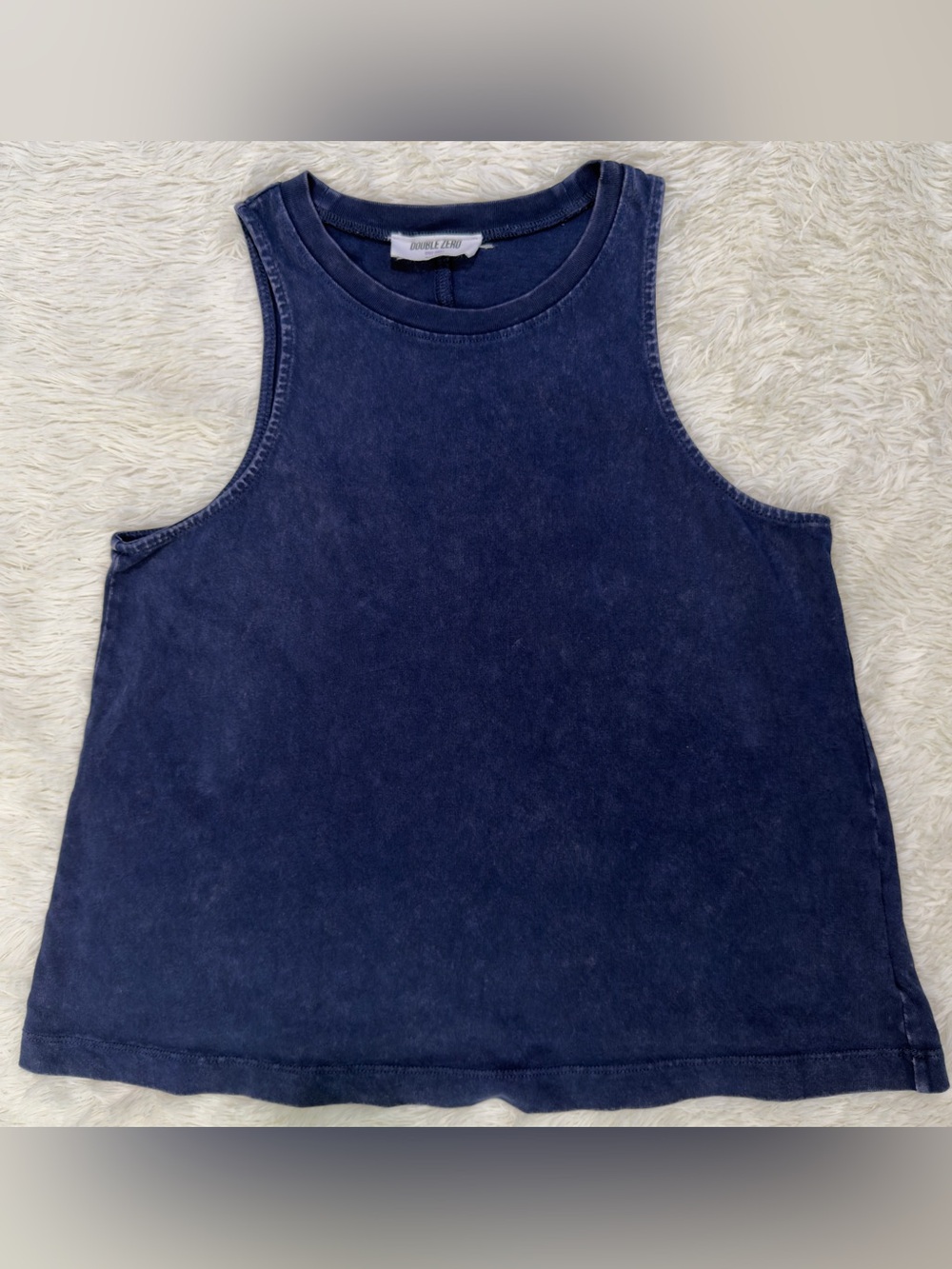 Double Zero Women's Blue Acid Wash High Neck Tank Top Size Small